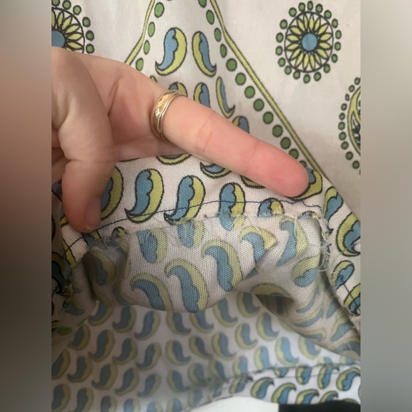 70s Paisley Sundress Medium Blue Midi Straight Button Down Collared Vintage Mod - Picture 10 of 12